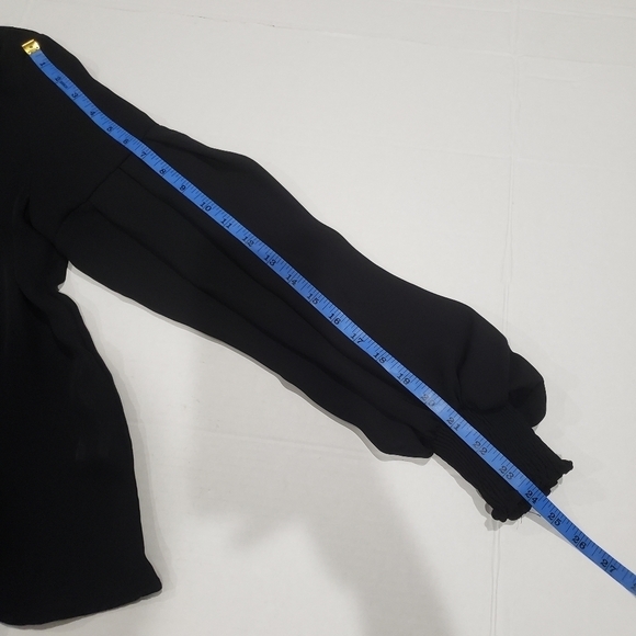 Zara Basic High Neck Ballon sleeves sheer Blact Top Size Small - Picture 9 of 13